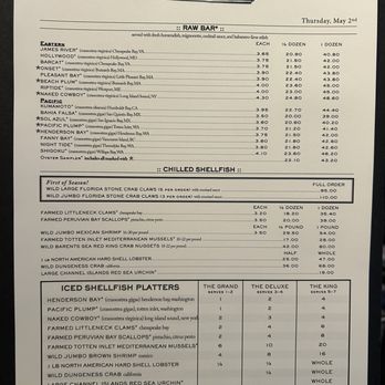 Water Grill - Denver - Raw bar menu - Seafood Near Me - Denver, Colorado