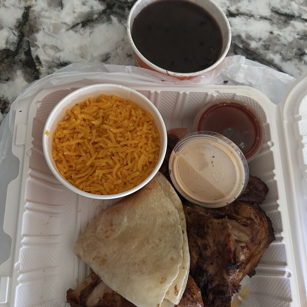 Half a chicken rice and black beans