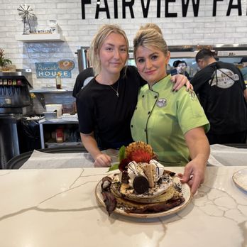 Fairview Farmers - Linda Mixha, Owner/Chef with Cindy & Smores pancakes with Bacon. - Breakfast & Brunch Near Me - Fairview, Texas
