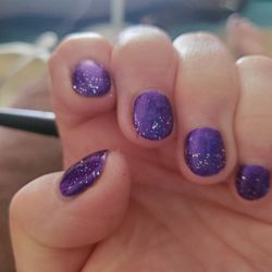 My nails now after 25 years of tips n acrylic.  Tammy gave me a manicure with gel polish..short, but so pretty still