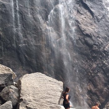 Yosemite Falls - After I made it down this rock I slipped & ate sh#t on 2 smaller wet rocks right by the water fall. - Hiking Near Me - Yosemite, California