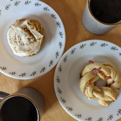 The Willow Bakery & Cafe - Pumpkin spice scone and a cheddar and bacon twist
