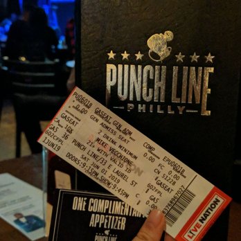 Punch Line Philly - Ticket for show featuring Mike Vecchione and complimentary appetizer. Can see the stage in the background. - Bars Near Me - Philadelphia, Pennsylvania