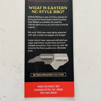 Bubba's Barbecue - BBQ explained - Barbeque Near Me - Charlotte, North Carolina