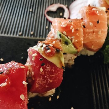 Ginzaya - C&P roll. Spicy tuna, with tuna and salmon on the outside. A classic, but delicious! - Japanese Near Me - La Mirada, California Ginzaya - C&P roll. Spicy tuna, with tuna and salmon on the outside. A classic, but delicious! - Japanese Near Me - La Mirada, California
