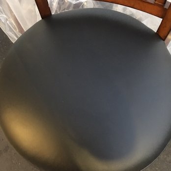 Trino's Upholstery - Stool AFTER new black leather upholstery - Furniture Reupholstery Near Me - Santa Ana, California