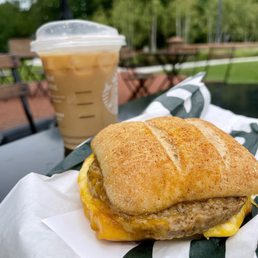 Impossible breakfast sandwich and sweet cream cold brew Impossible breakfast sandwich and sweet cream cold brew