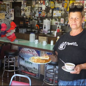 Bagdad Cafe - Gina brings my breakfast to my table.  My breakfast arrived about 20 minutes after ordering it, which is not bad for a gal who is running th - Cafes Near Me - Newberry Springs, California
