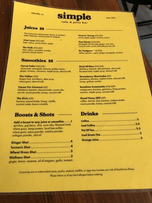 Menu photo 5 Simple Cafe & Juice Bar Asheville, NC