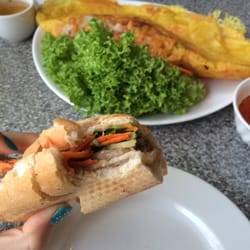 Try It Out - Vietnamese pork sandwich with the prawn pancake in the background