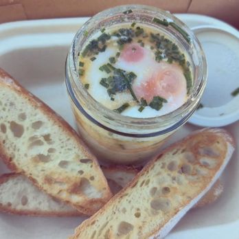 Eggslut - Slut. Coddled egg on a potato purée served with baguette. Plus a truffle hash brown fried in duck fat with rosemary salt. - Breakfast & Brunch Near Me - Los Angeles, California