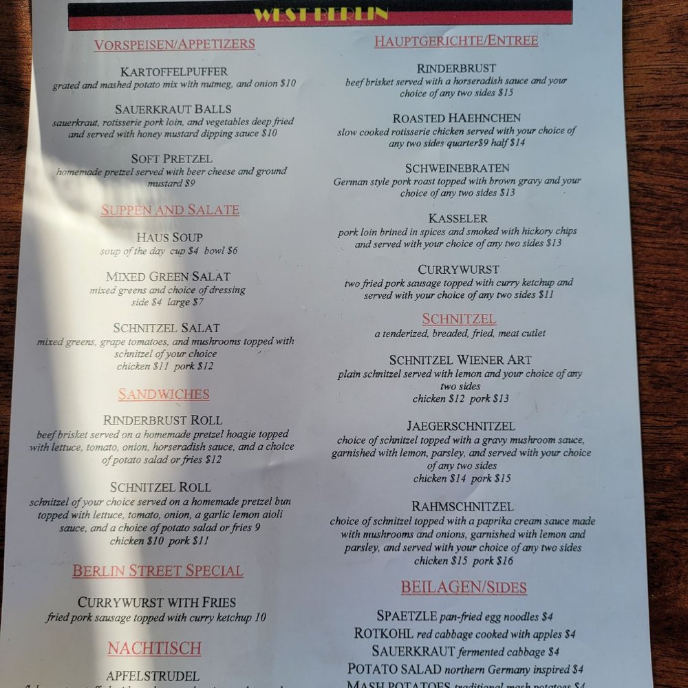 West Berlin - Menu - German Near Me - Anchorage, Alaska West Berlin - Menu - German Near Me - Anchorage, Alaska