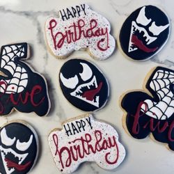 Gina Maries Custom Desserts - 5th birthday and venom sugar cookies. All hand done btw!