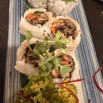 Huku Japanese Bistro - Salmon skin sushi roll - Japanese Near Me - Davis, California Huku Japanese Bistro - Salmon skin sushi roll - Japanese Near Me - Davis, California