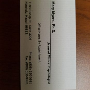Myers Mary PHD - Doctors Near Me - Honolulu, Hawaii Myers Mary PHD - Doctors Near Me - Honolulu, Hawaii
