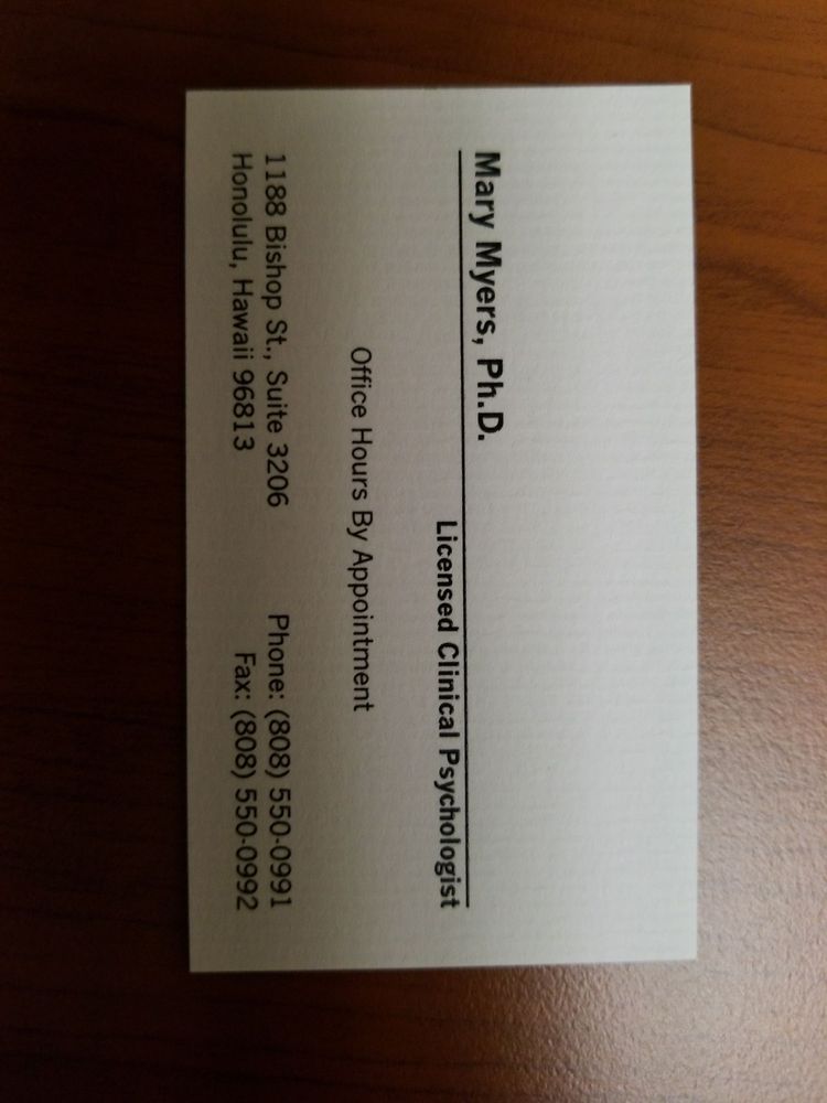 Myers Mary PHD - grief counselor in Honolulu, HI