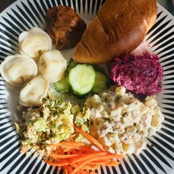 Pelmeni, piroshki, Olivier, Korean carrot salad, half salted pickles