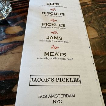 Jacob's Pickles - Menu - Comfort Food Near Me - New York, New York