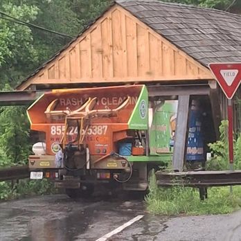 Bin Jets - BinJets truck ignores signs and warnings, runs into the Covered Bridge in Smyrna. - Environmental Abatement Near Me Bin Jets - BinJets truck ignores signs and warnings, runs into the Covered Bridge in Smyrna. - Environmental Abatement Near Me