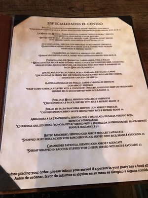 Menu photo 5 El Centro Boston, MA Menu photo 5 El Centro Boston, MA