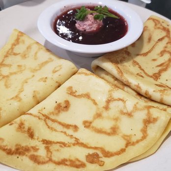 Flappy Jack's Pancake House - Swedish pancakes...for when you want lighter pancakes. They come with sweet and slightly tart lingonberry sauce/butter. Yum! - Pancakes Near Me - Orange, California