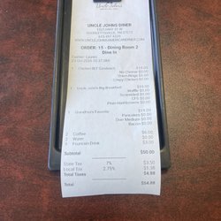 Uncle John's American Diner - Receipt for three people.