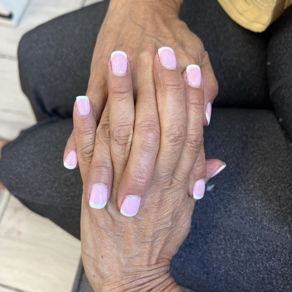 V nails & spa - Unnatural pink tone for my skin, with visible leftover dip product around the cuticles. Close-up shows uneven application and poor cleanup. - Nail Salons Near Me - LOS BANOS, California V nails & spa - Unnatural pink tone for my skin, with visible leftover dip product around the cuticles. Close-up shows uneven application and poor cleanup. - Nail Salons Near Me - LOS BANOS, California
