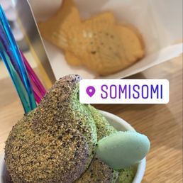 Matcha soft serve and taiyaki