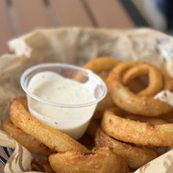 TEX 808 BBQ & Brews - Onion Rings - these are a must! Not greasy and great ratio of batter to onion. Dipping sauce was also superb!