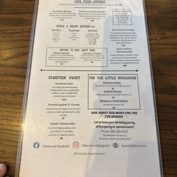 Boots & Bourbon - Menu - Whiskey Bars Near Me - Greensboro, North Carolina