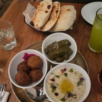 Ammatoli - Homemade pita, eggplant, falafel, and stuffed grape leaves. The BEST Mezza combo!!! - Mediterranean Near Me - Long Beach, California Ammatoli - Homemade pita, eggplant, falafel, and stuffed grape leaves. The BEST Mezza combo!!! - Mediterranean Near Me - Long Beach, California