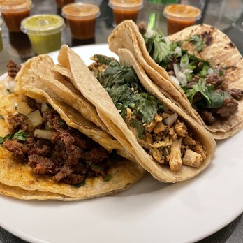 Marmelly - Carnitas on the left, chicken in the middle and steak on right. Chicken was the least favorite - Mexican Near Me - Westmont, Illinois