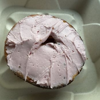 5th Ave Bagelry - Egg bagel with strawberry cream cheese - Bagels Near Me - Anaheim, California