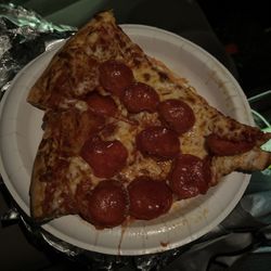 Costco Food Court - Slice of pepperoni pizza cut in 1/2