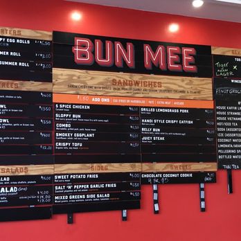 Bun Mee - Menu on wall - Vietnamese Near Me - San Francisco, California Bun Mee - Menu on wall - Vietnamese Near Me - San Francisco, California