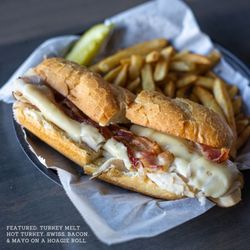 Back Streets Sports Bar - Turkey Melt - Hot turkey, swiss, bacon, & mayo on a hoagie roll
