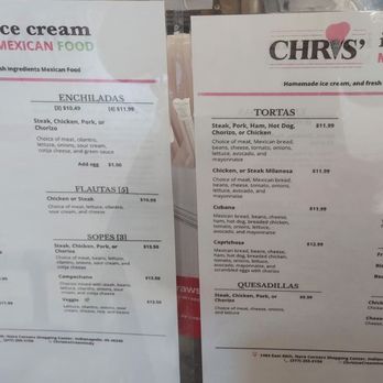 Chris' Ice Cream - Menue - Ice Cream & Frozen Yogurt Near Me - Indianapolis, Indiana
