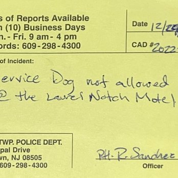 Laurel Notch Motor Lodge - Proof of discrimination. - Hotels Near Me - Bordentown, New Jersey