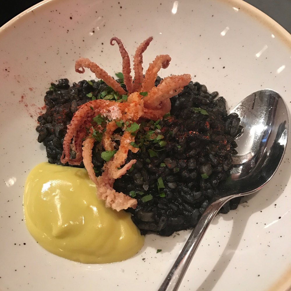 Arroz Negro (£7) - black rice, crispy squid, alioli Arroz Negro (£7) - black rice, crispy squid, alioli