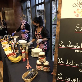 Crepe-Madame Catering - Crepe booth setup at our Brazilian Room wedding - Caterers Near Me Crepe-Madame Catering - Crepe booth setup at our Brazilian Room wedding - Caterers Near Me