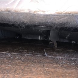 Underside of one of the queen beds upstairs. We were sorry we looked under there for my daughters toy.