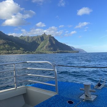 We travelled all the way out to the far point in this photo, as seen from the bow!
