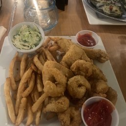 Great Bay Seafood Plate with Fried flounder and Fried Shrimp Great Bay Seafood Plate with Fried flounder and Fried Shrimp
