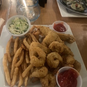 The Great Bay Oyster House - Great Bay Seafood Plate with Fried flounder and Fried Shrimp - New American Near Me - Greer, South Carolina The Great Bay Oyster House - Great Bay Seafood Plate with Fried flounder and Fried Shrimp - New American Near Me - Greer, South Carolina