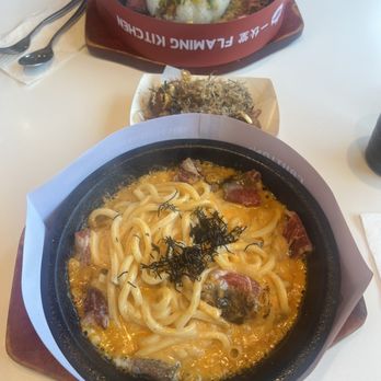 Flaming Kitchen - Spicy Mentaiko Udon + Honey Garlic Beef Rice - Asian Fusion Near Me - Scarborough, Ontario Flaming Kitchen - Spicy Mentaiko Udon + Honey Garlic Beef Rice - Asian Fusion Near Me - Scarborough, Ontario