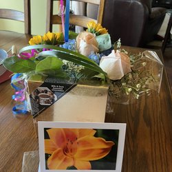 Chocolates and floral arrangement