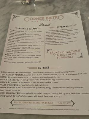 Menu photo 1 Corner Bistro Wilmington, DE
