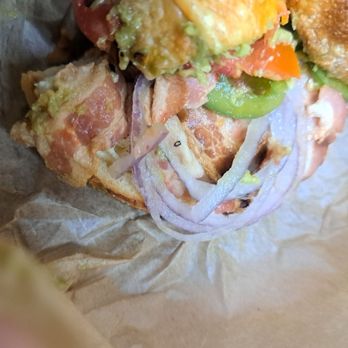 Bruegger's Bagels - Garden Veggie with uncooked bacon - Bagels Near Me - Columbia, South Carolina Bruegger's Bagels - Garden Veggie with uncooked bacon - Bagels Near Me - Columbia, South Carolina