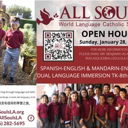All Souls World Language Catholic School - Open House: 
Sunday, January 28, 2024 (children welcome)
