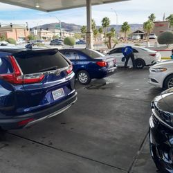 Chevron - My little blue car in the middle receiving absolutely no attention for 10 minutes as it's drying with streaks
